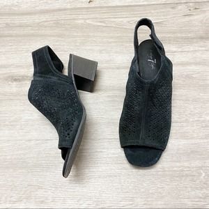 Vintage 7eight Slip-back Open Toe Perforated Heels Black 11